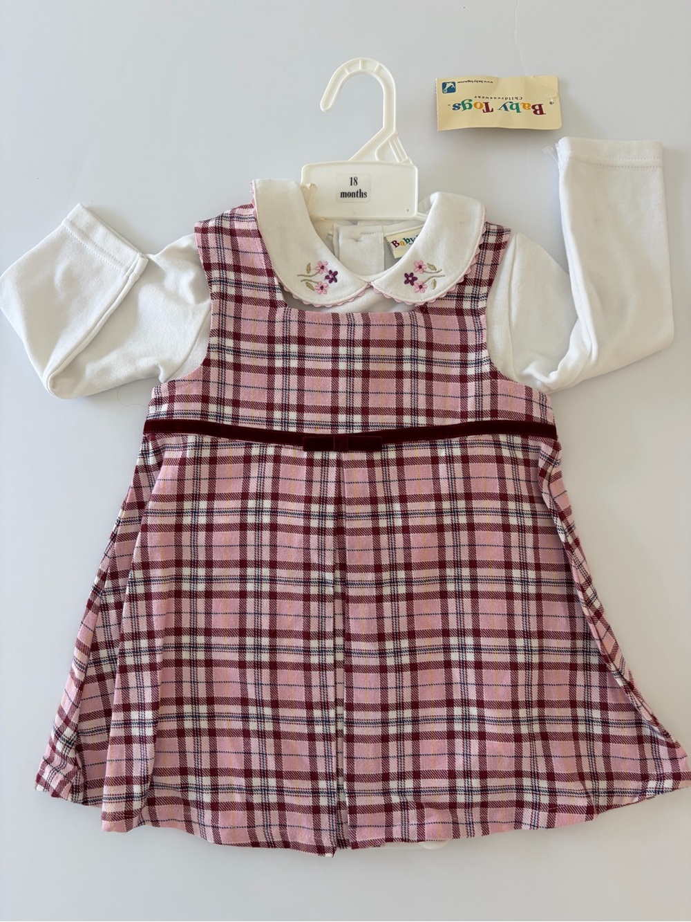 Vintage Baby Togs Plaid 2 Piece Dress Set Size 18 Months